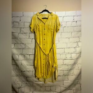 Sonoma “Goods for Life” Yellow, Collared button down high low dress